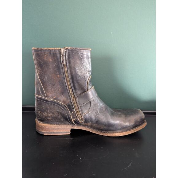 Vintage Frye Black Leather Ankle Zip Bucke Motorcycle Boots USA Men's 8 1/2D - Picture 11 of 16